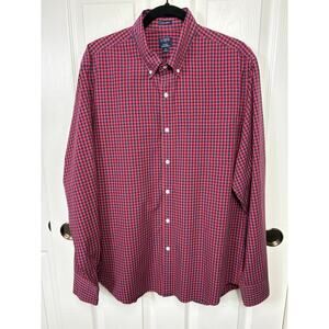 J.Crew Men's Flex Washed Shirt Extra Large Classic Fit Casual Navy Red Plaid